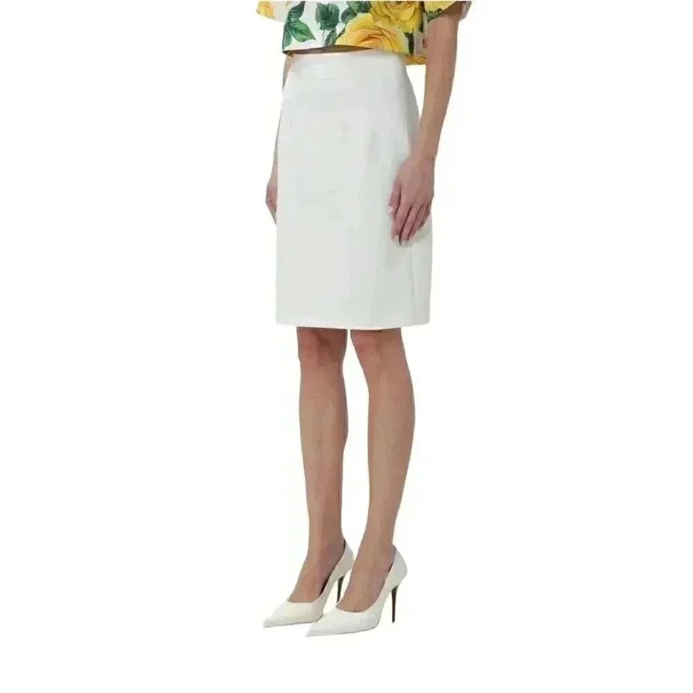 Casual Corner Women's Off White Acrylic/Poly Lined Pencil Straight Skirt